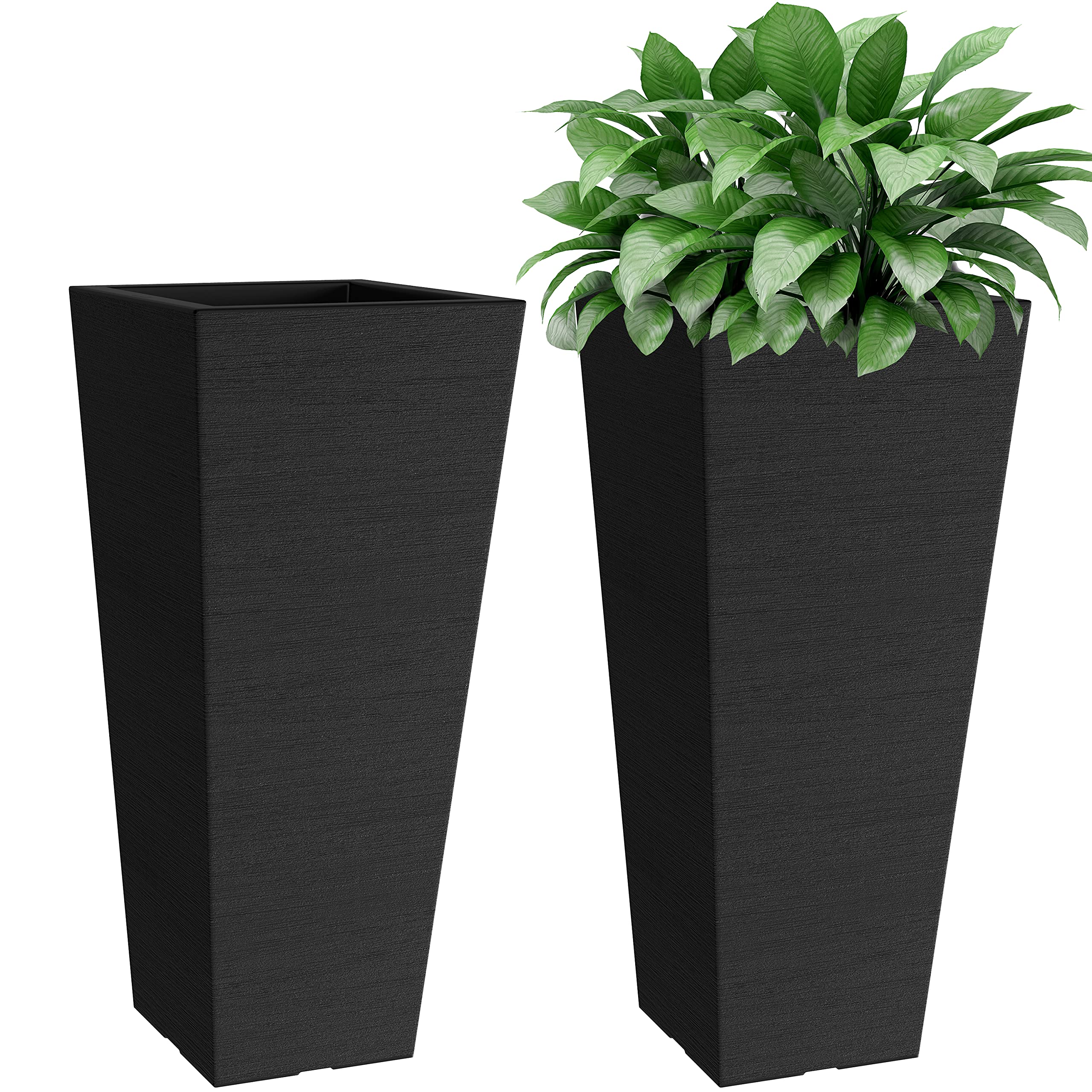 Set of 2 Tall Outdoor Planters - 24 Inch Large with Small Planting Pots