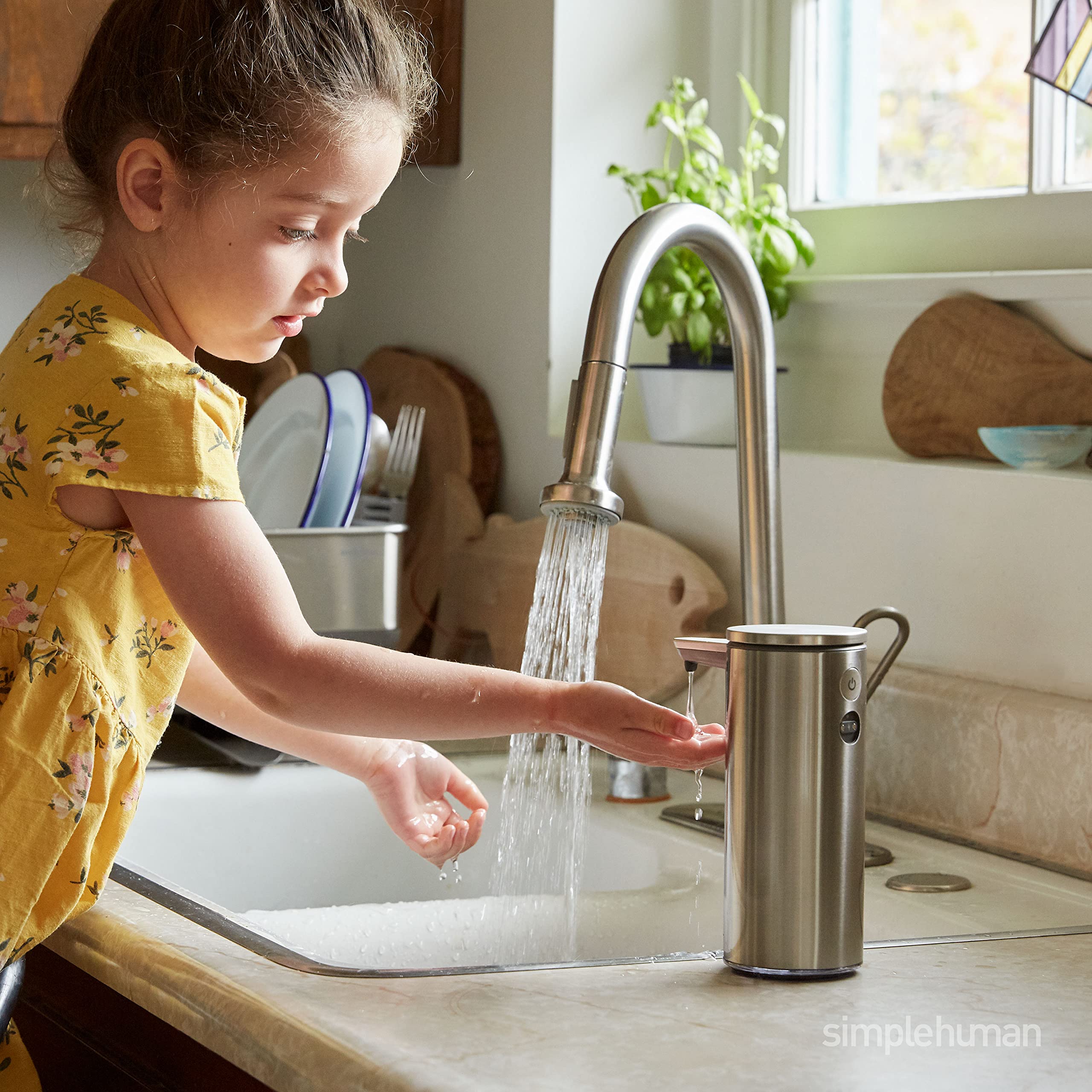 9 oz. Touch-Free Rechargeable Sensor Liquid Soap Pump Dispenser, Brushed Stainless