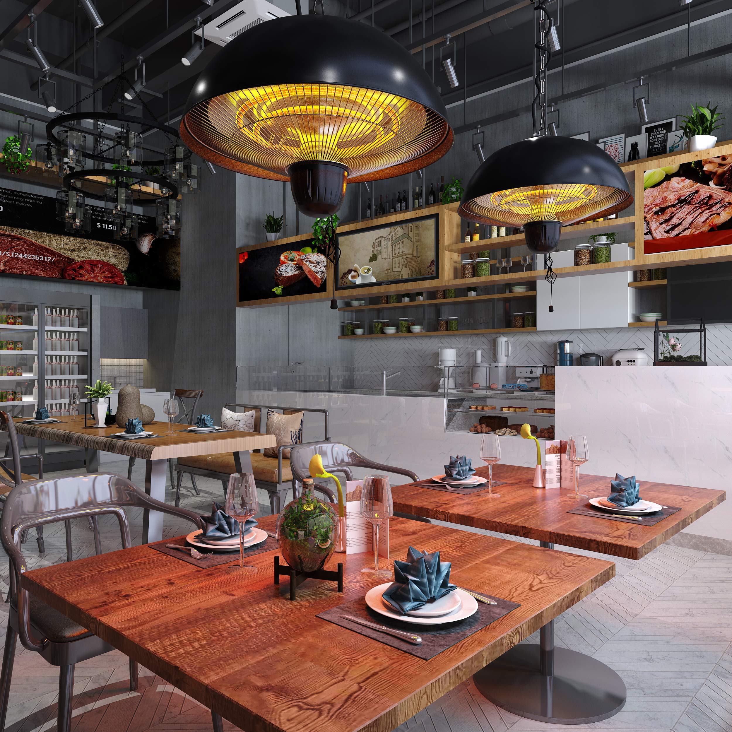 Hanging Patio Heater, Outdoor/Indoor Electric Infrared