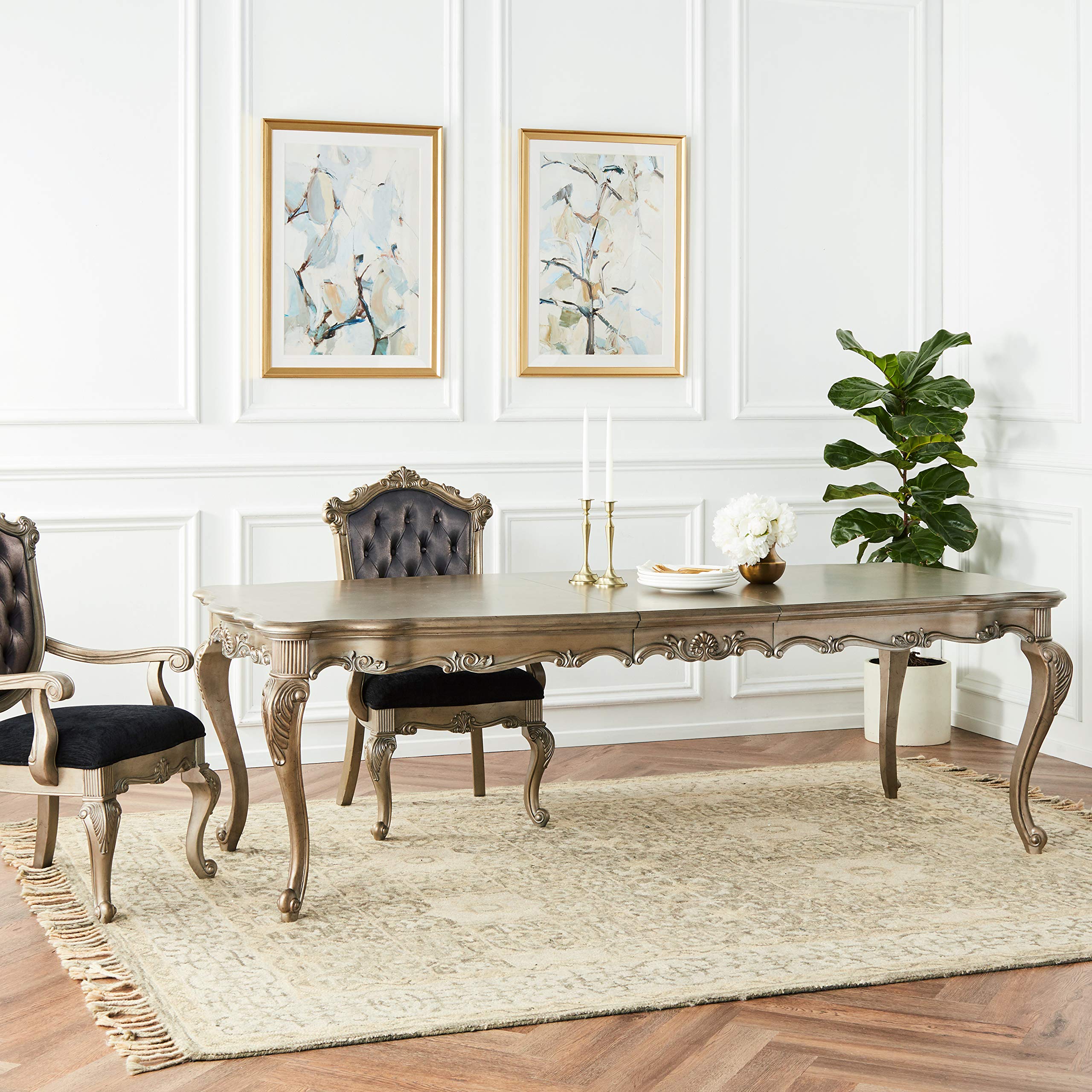 Furniture Chantelle Dining Table, Antique Platinum