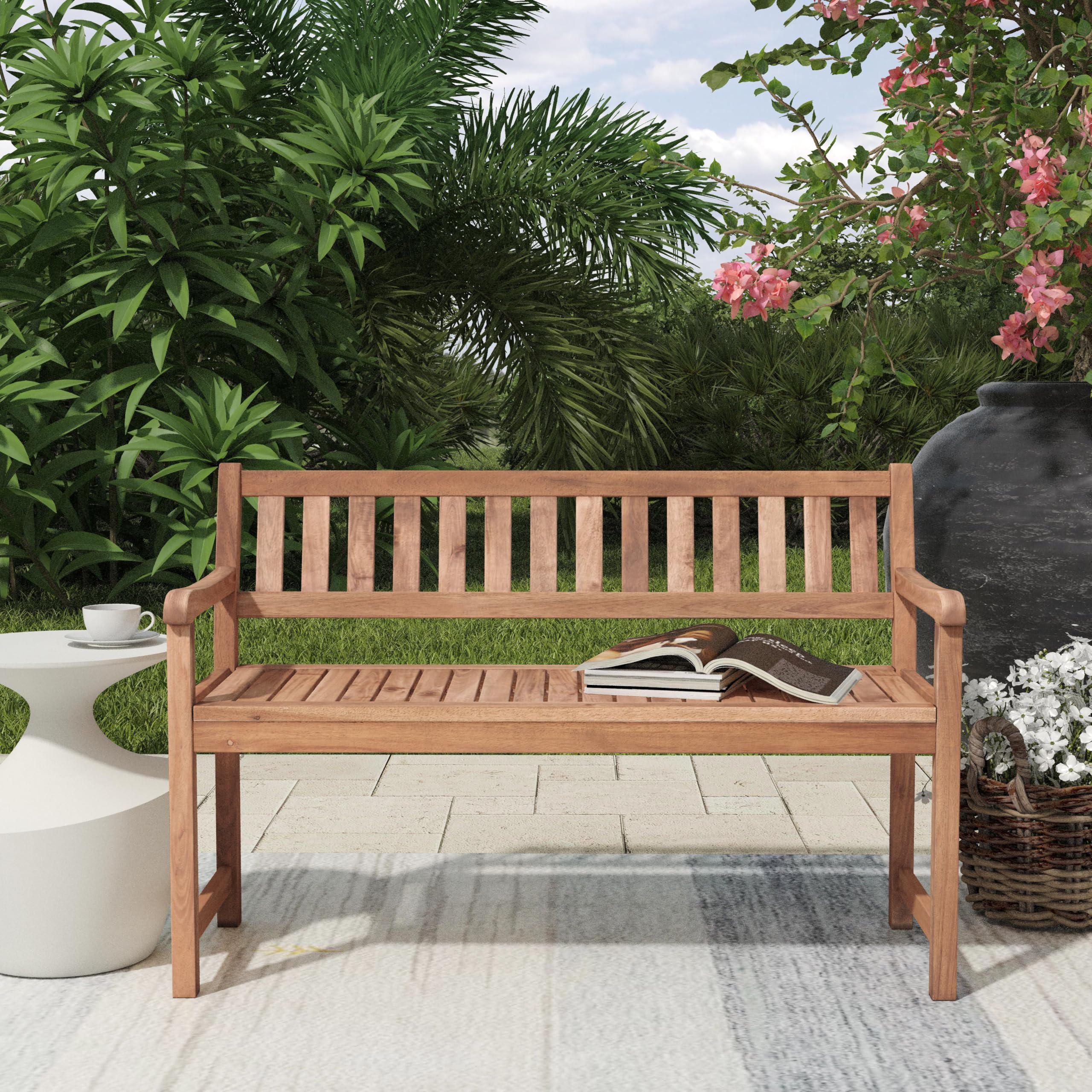 Acorn Chandler Finished Acacia Wood Outdoor Bench