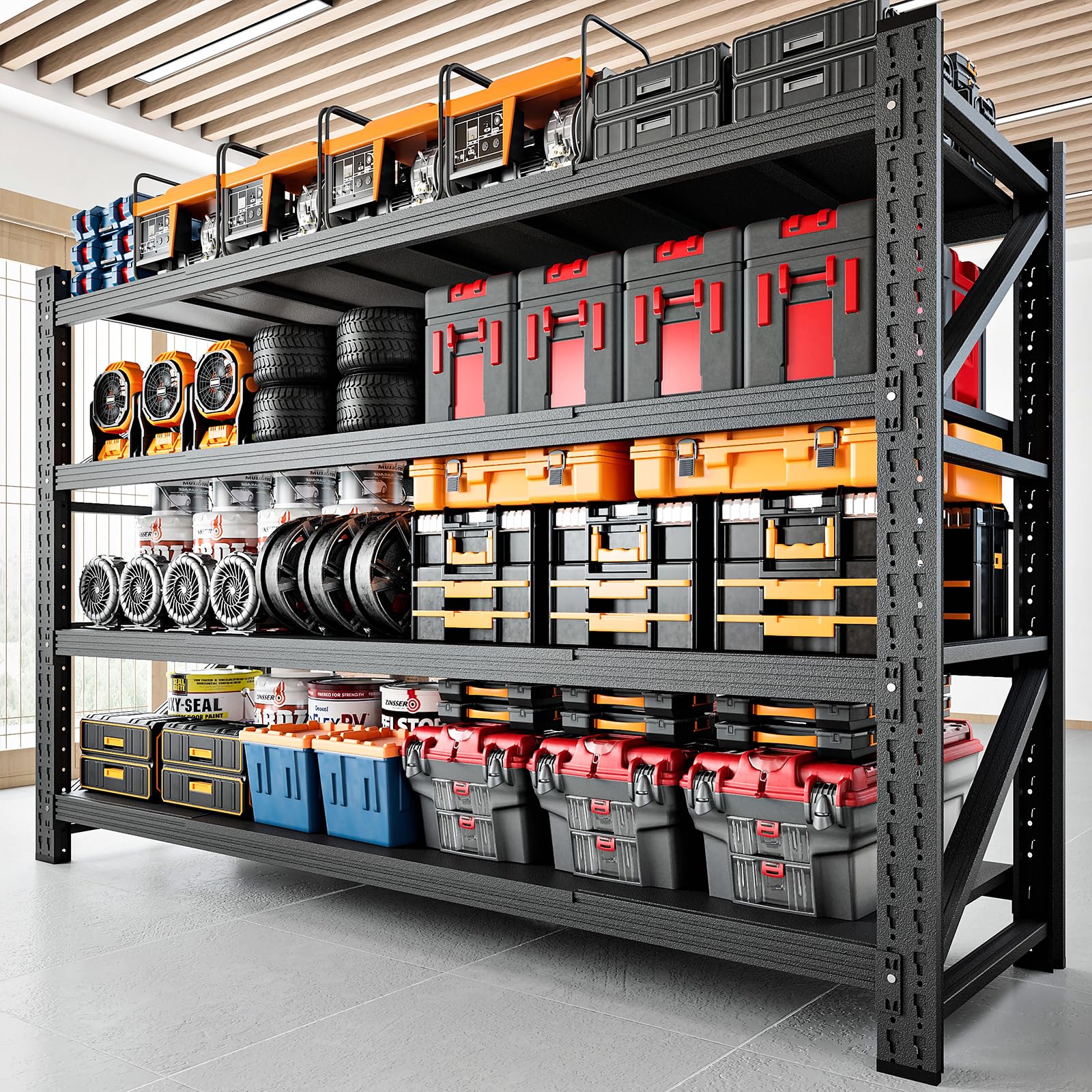 5000LBS Storage Shelves,71" W Garage Shelving Heavy Duty Metal Adjustable Garage