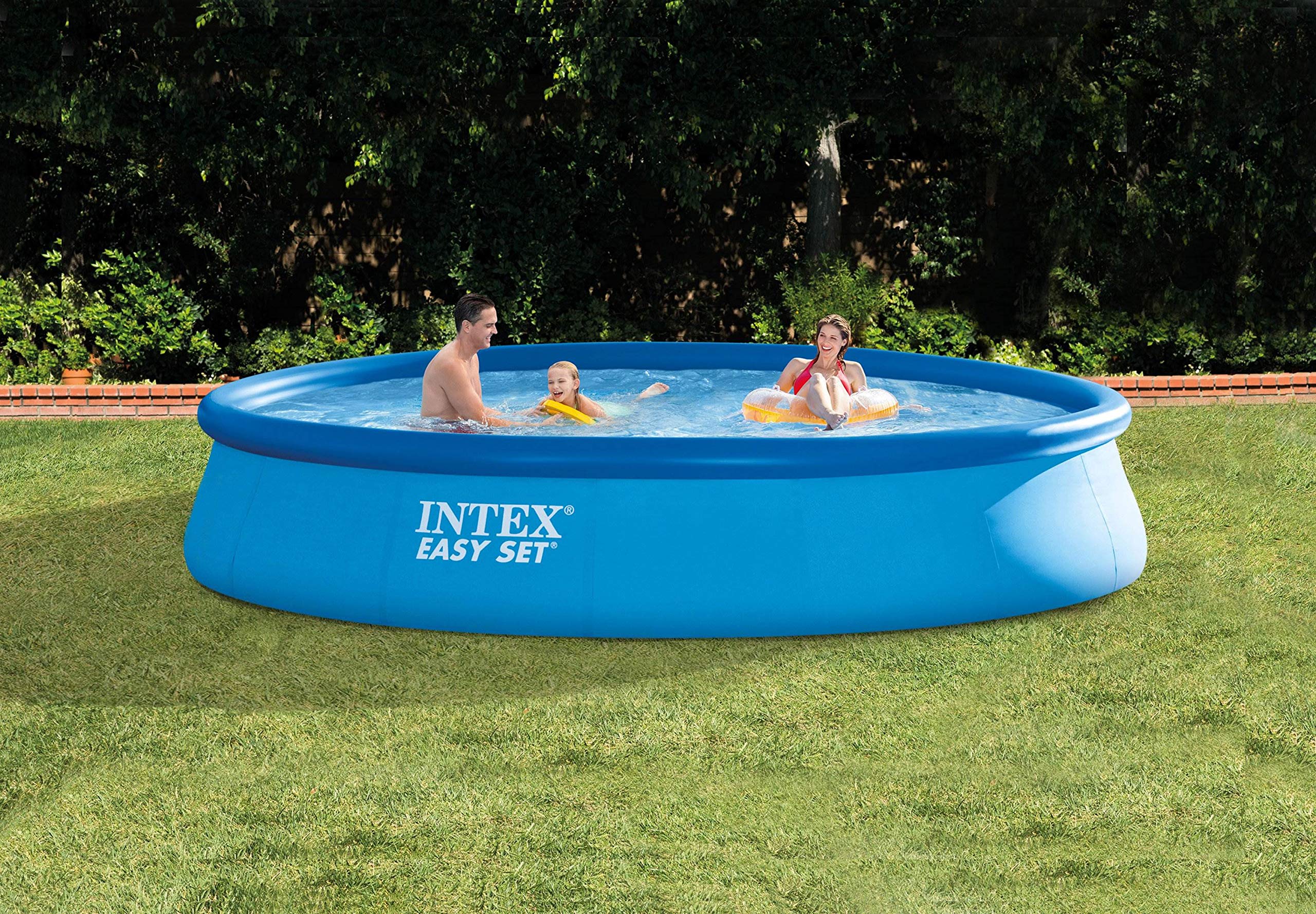 13 Ft x 32 in Easy Set Above Ground Inflatable Outdoor Swimming Pool Set