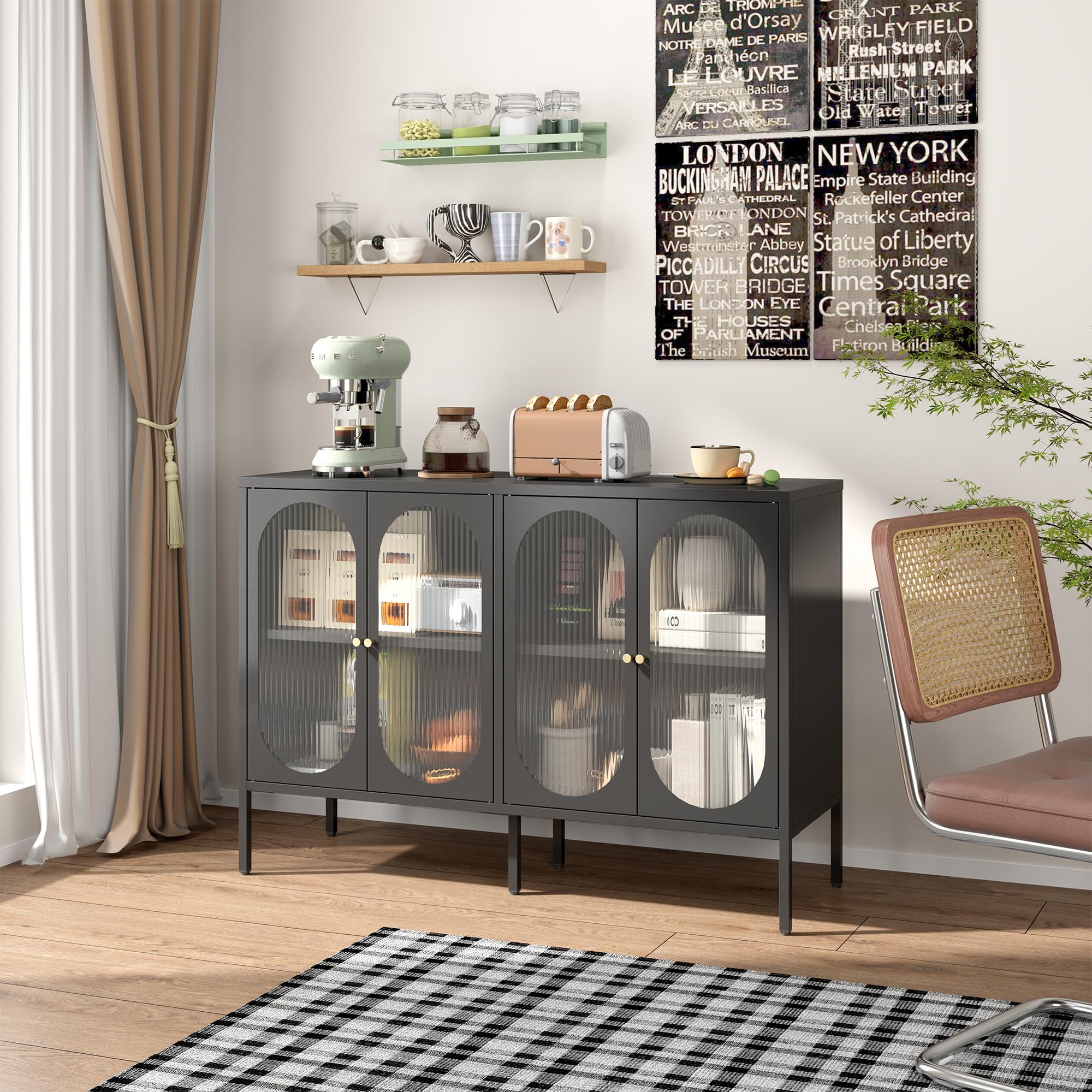 Buffet Cabinet with Storage,Metal Sideboard Cabinet for Kitchen, Dining Room