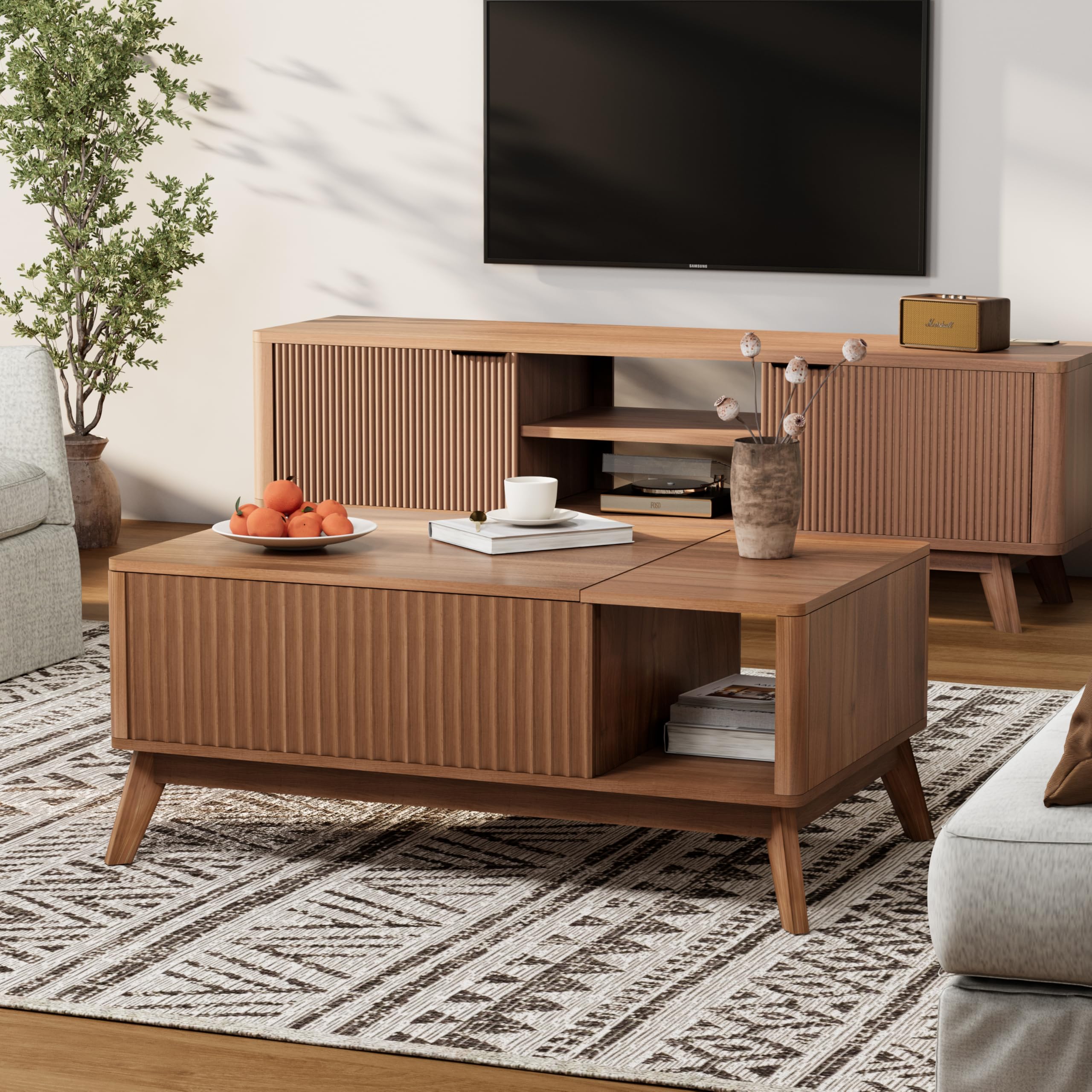 Lift Top Coffee Table with Storage,Mid Century Modern Coffee Table, Farmhouse