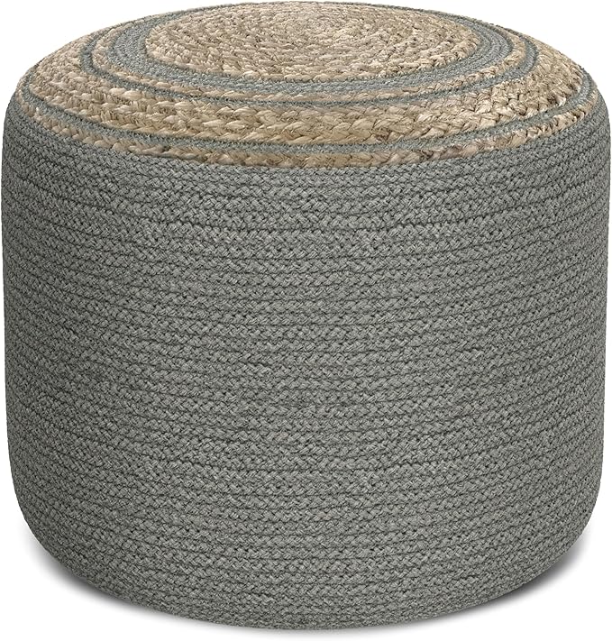 Serena Round Braided Pouf, 18 inch, Natural