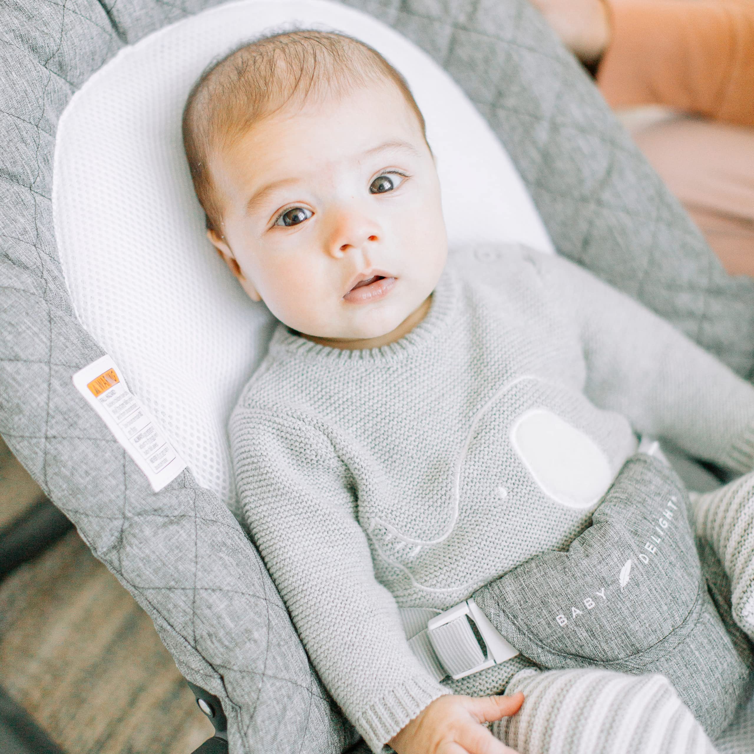 Aura Deluxe | Portable Baby Bouncer for Infants | Baby Rocker | Quilted Charcoal Tweed