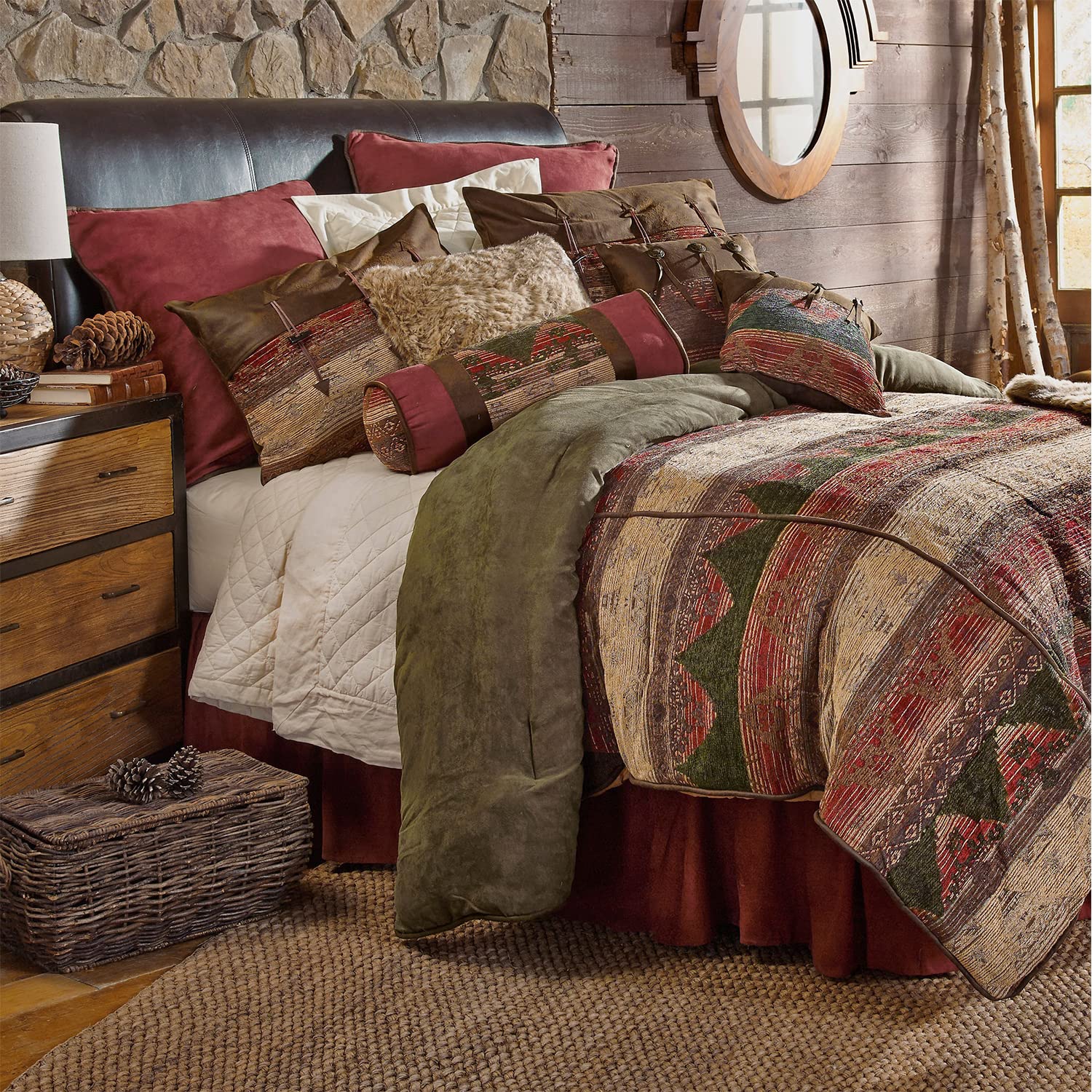 Paseo Road Sierra Western Bedding 7 Piece King Comforter Set, Faux Suede Chenille