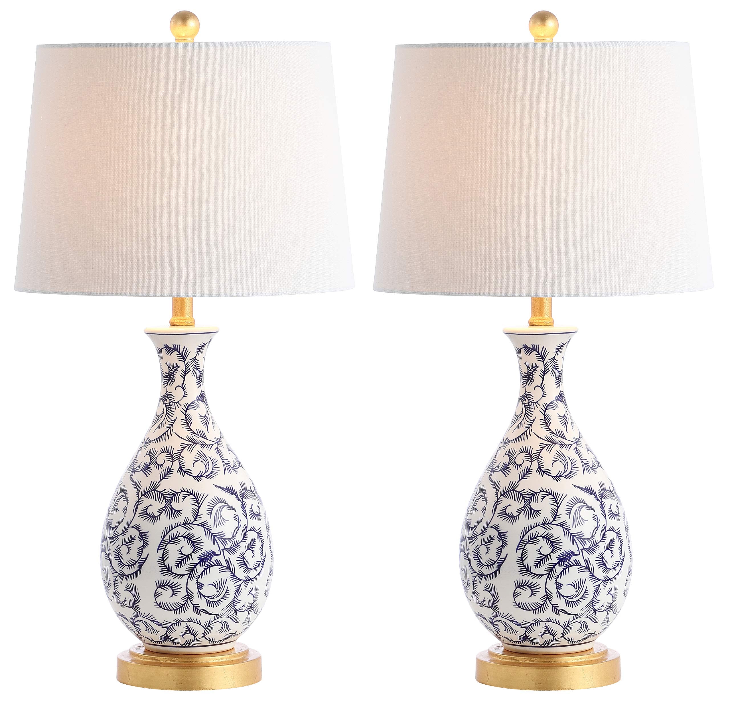 Collection Avi Scroll Blue/ White 28-inch Bedroom Living Room Home Office