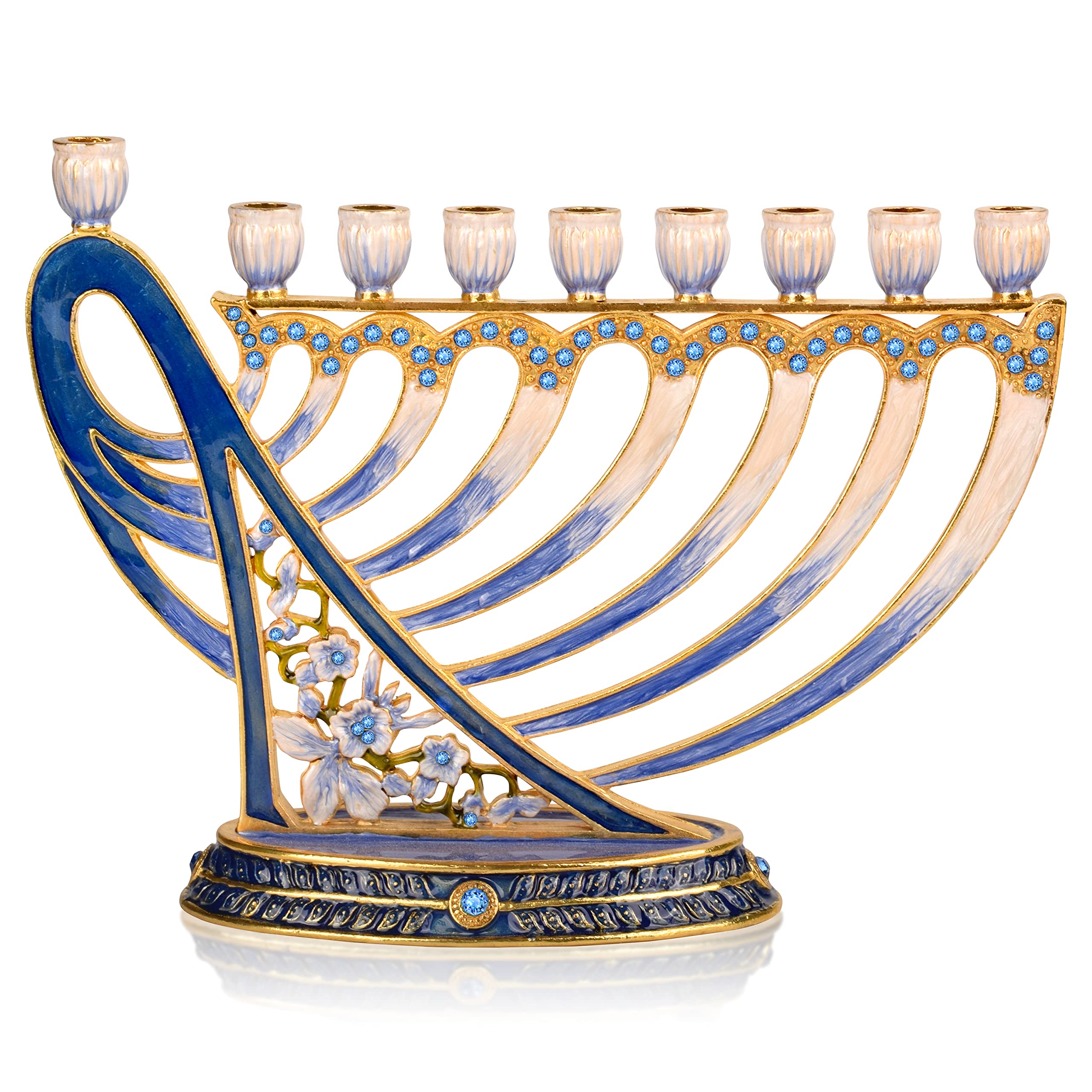 Hanukkah Menorah - Fits All Standard Chanukah Candles - Modern Jeweled Candle
