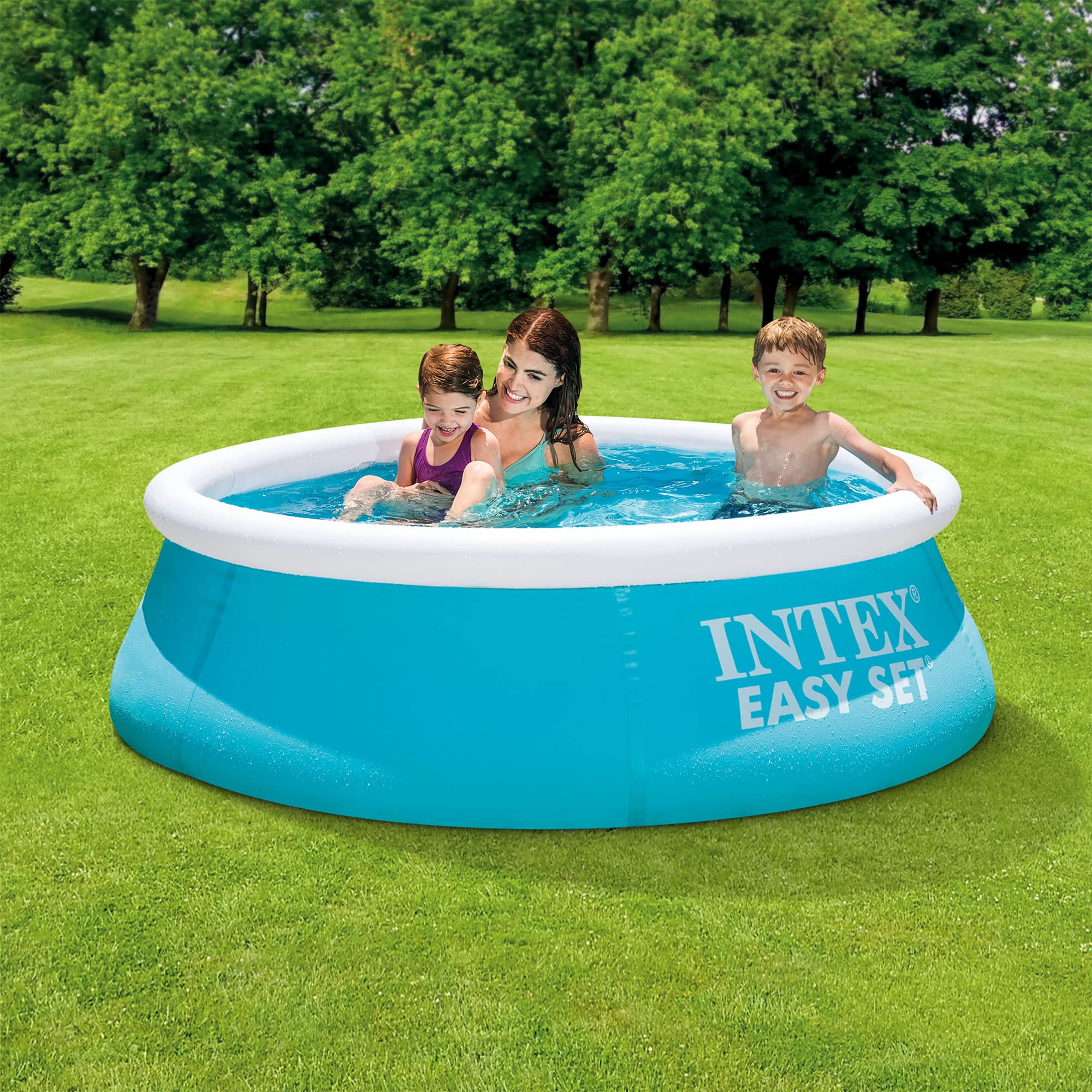 Easy Set 6 Foot x 20 Inch Round Inflatable Above Ground Outdoor Backyard Swimming Pool