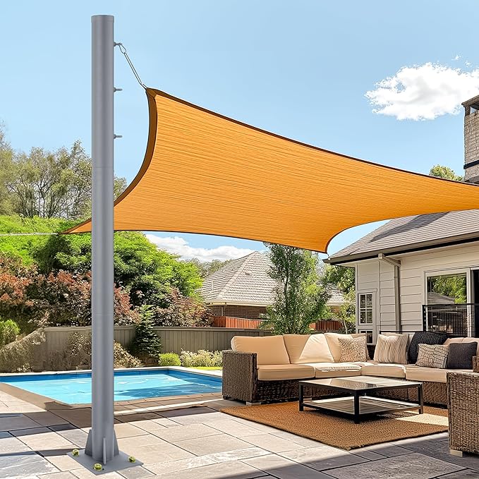 10 Feet Outdoor Sun Shade Poles, 3" Diameter Steel Heavy Duty Shade Sail Poles