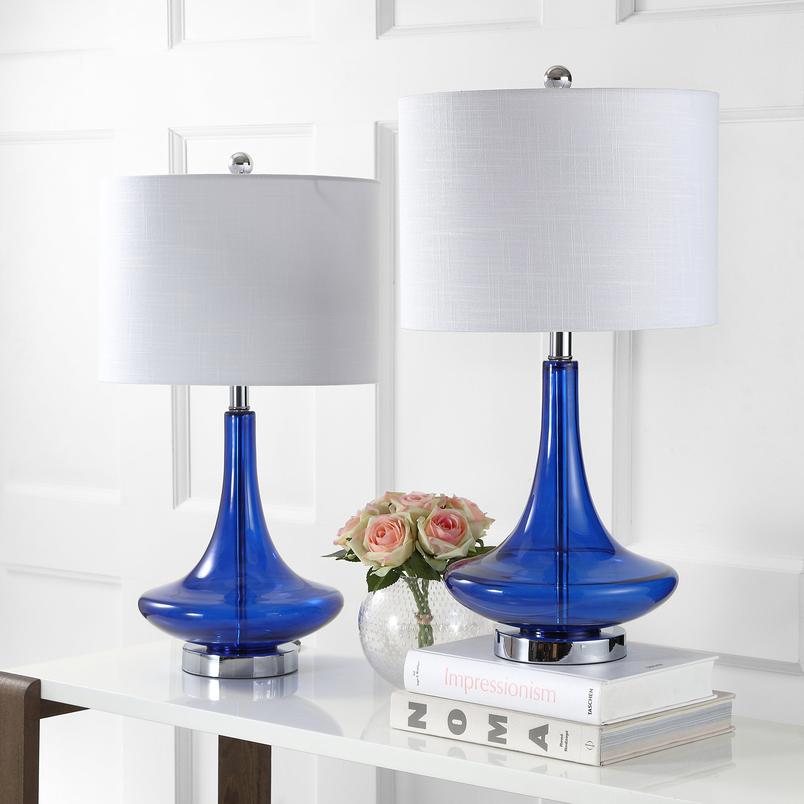 Set of 2 Table Lamps Cecile 25.5" Glass Teardrop LED Table Lamp Contemporary