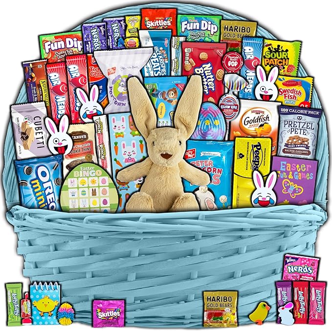 Brown Easter Basket for Kids and Adults (45ct) Already Filled Easter Gift Basket