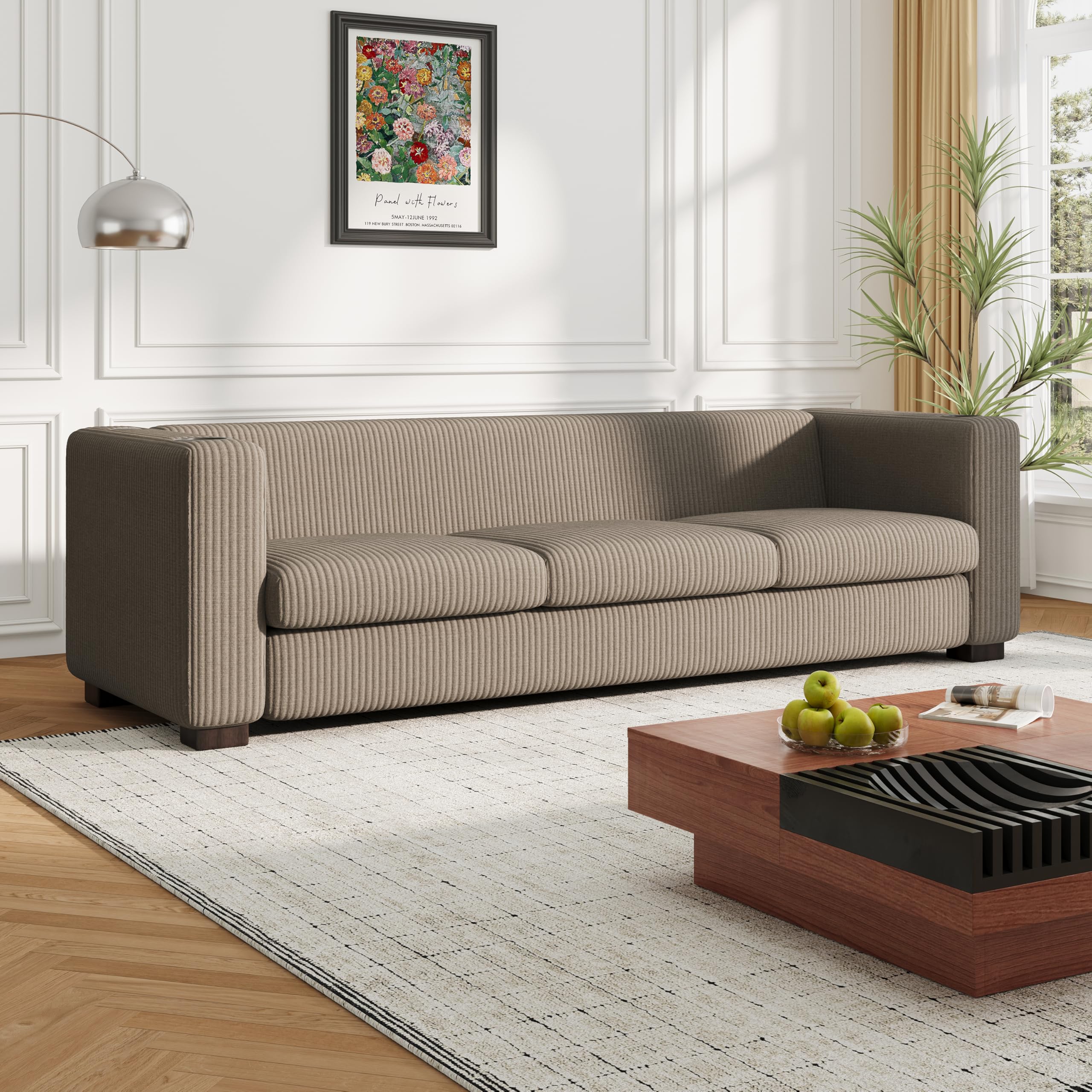 Vevia 80" Wide Upholstered Sofa, Reading Couch, Spacious Seating Armchair