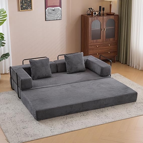 Convertible Floor Sofa Bed with Storage Pocket