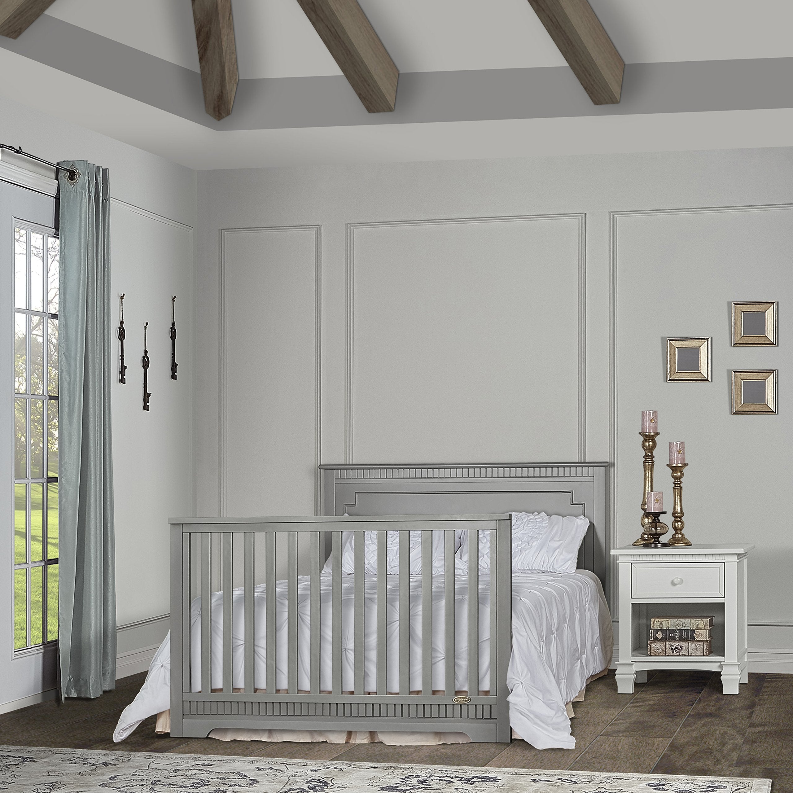 Morgan 5-in-1 Convertible Crib in Storm Grey, Greenguard Gold Certified