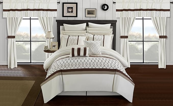 CS2885-AN Dinah 24 Piece Bed in A Bag Comforter Set, Grey, Queen