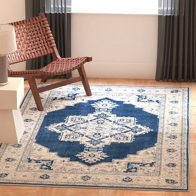 Brentwood Collection Area Rug - 5'3" x 7'6", Cream & Grey