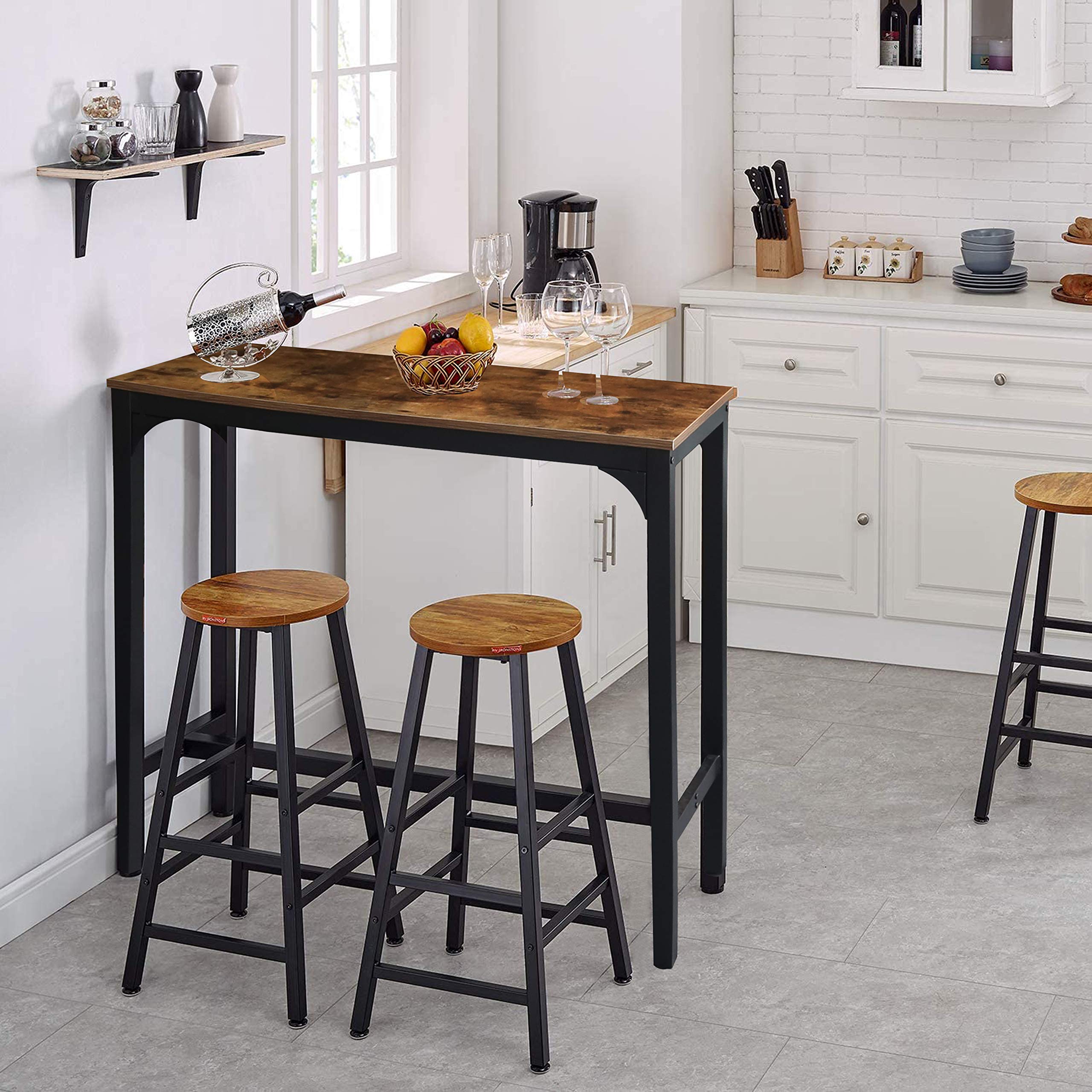 47'' Industrial Bar Height Table, High Pub Table with Adjustable Legs and Sturdy Metal Frame