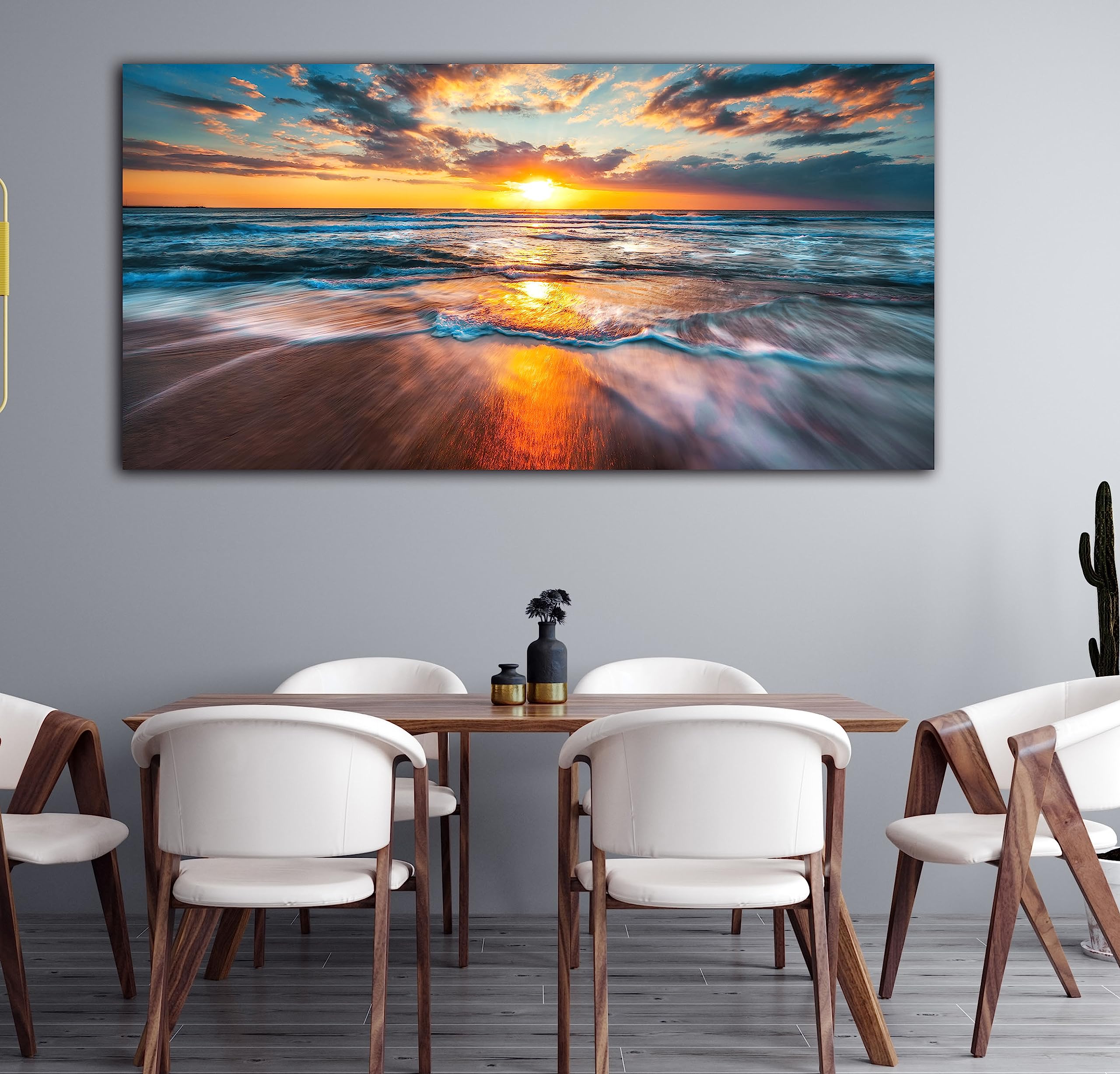 Ocean Wall Art for Living Room, Large Coastal Beach Canvas Wall Decor for Bedroom