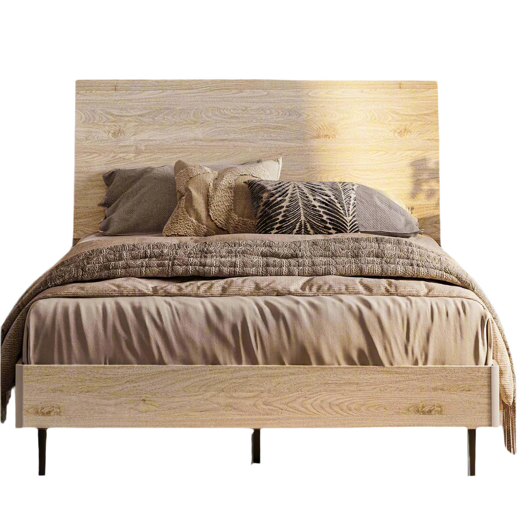 Wood Bed Frame, Full Bed Frame with Headboard LED, Wooden Platform Frames