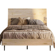 Wood Bed Frame, Full Bed Frame with Headboard LED, Wooden Platform Frames