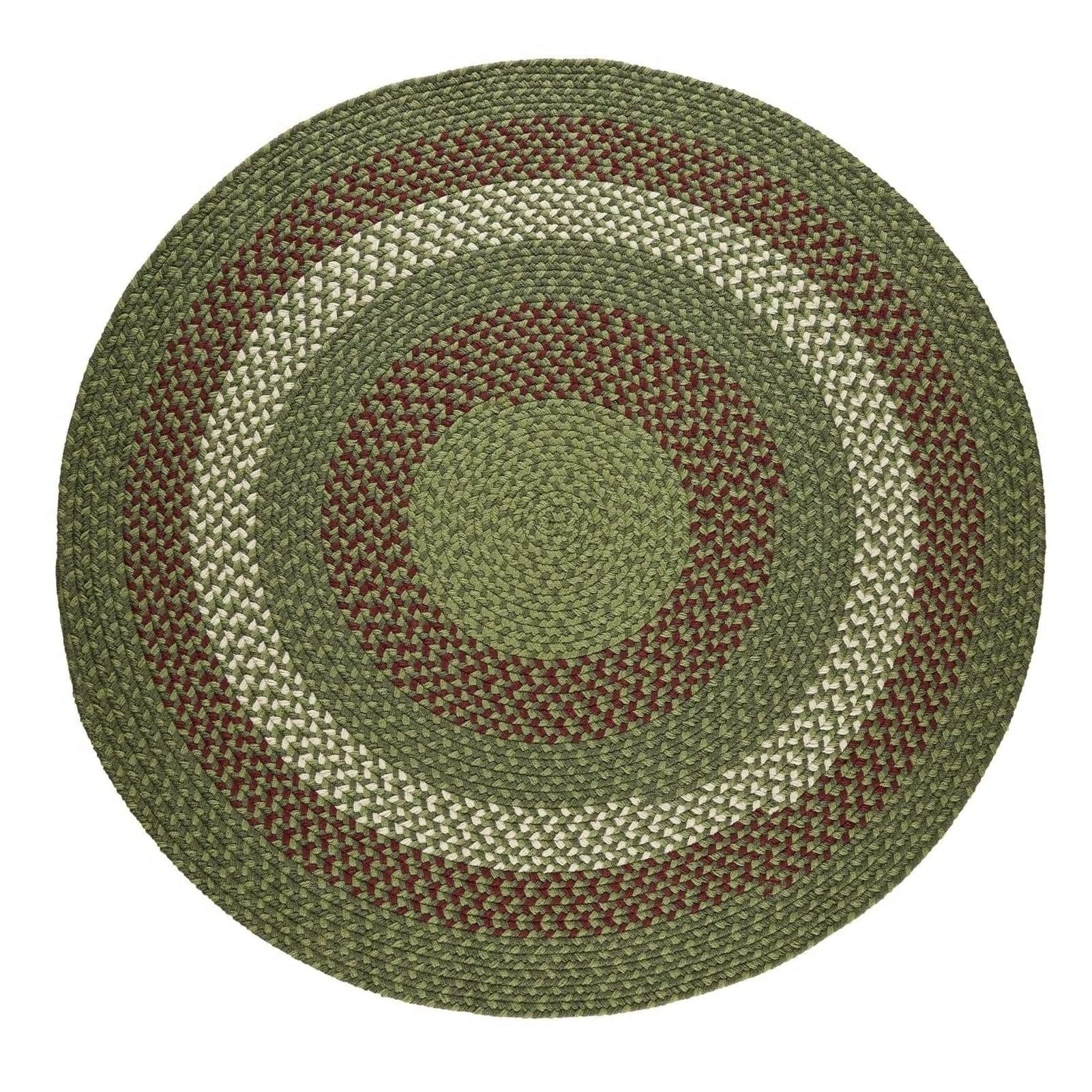 Mission Hill Indoor/Outdoor Braided Area Rug High Traffic Sage Green 8' Round Reversible