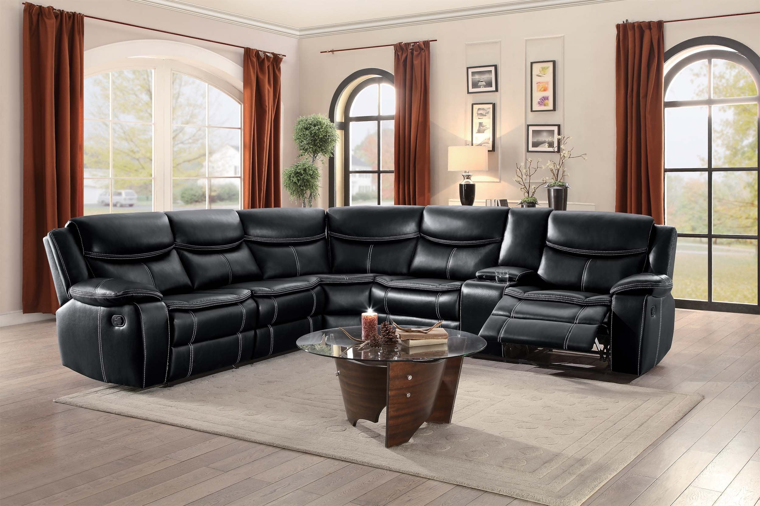 Bastrop Reclining Sectional Sofa (Manual), Black