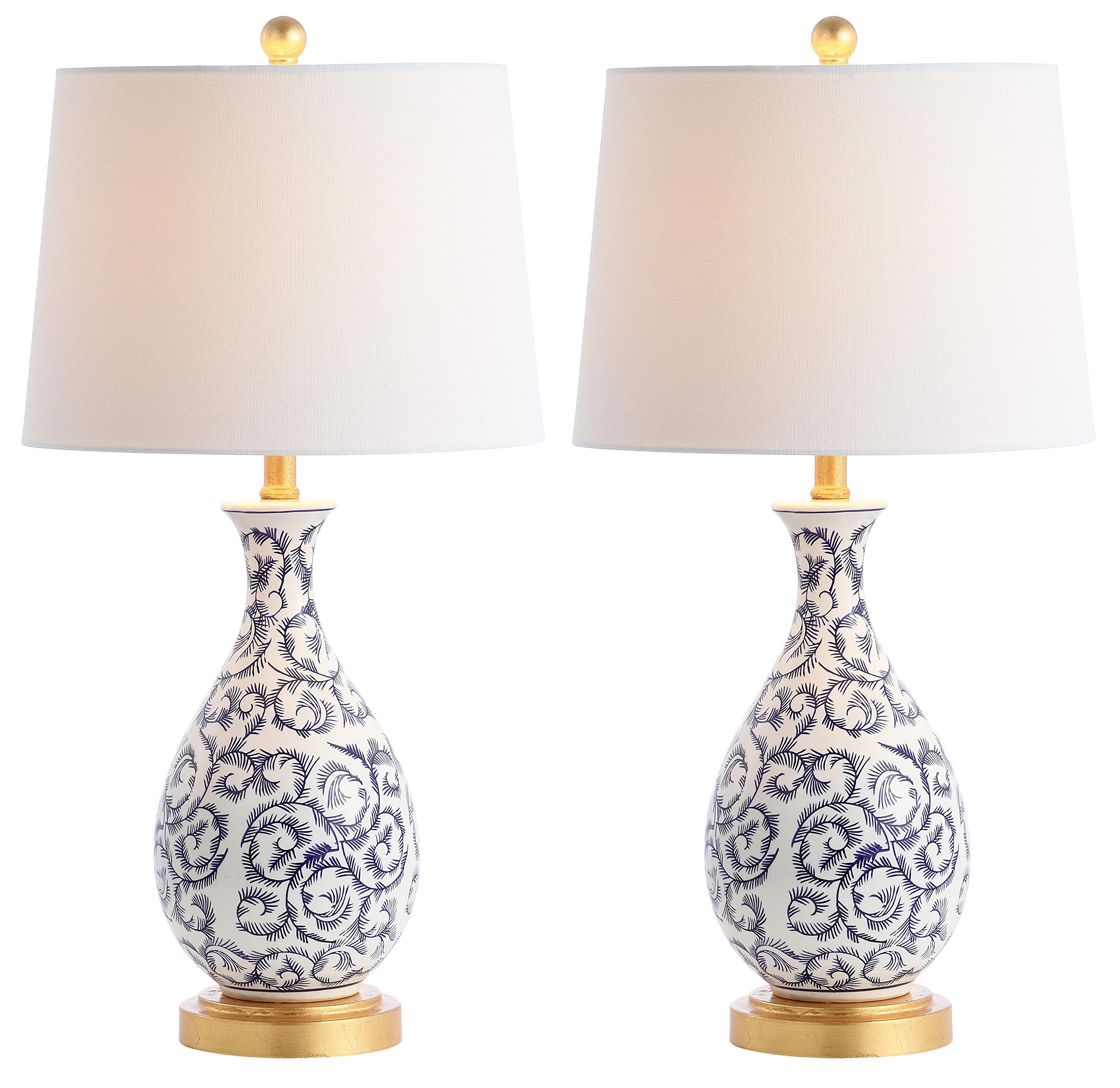 Collection Avi Scroll Blue/ White 28-inch Bedroom Living Room Home Office