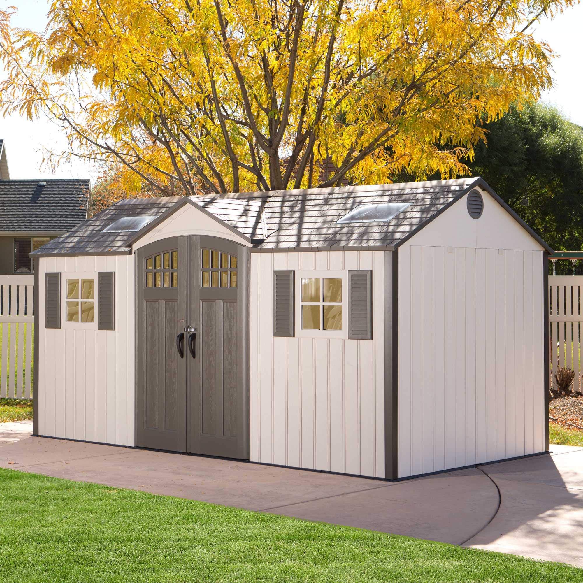 60138 Outdoor Storage Shed, Desert Sand, 15 x 8 Feet