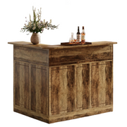 Bar Cabinet, L-Shaped Home Bar Table with Stemware Racks, 4-Tier Corner Bar