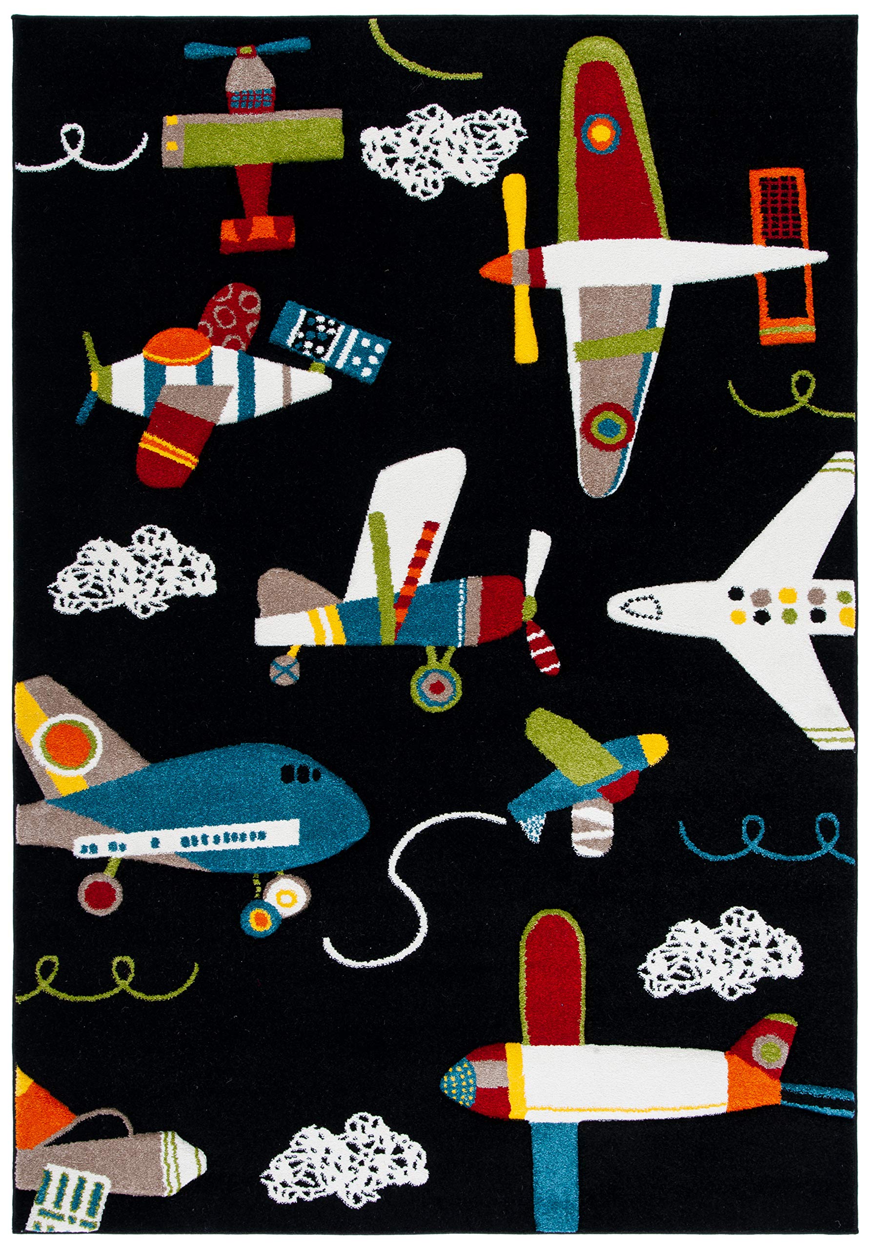 Carousel Kids Collection Accent Rug - 4' x 6', Black & Ivory