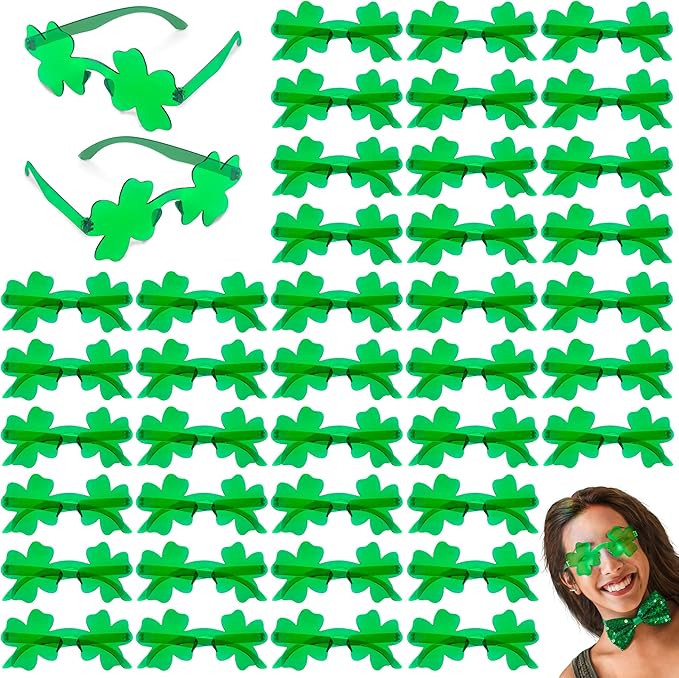 100 PCS St Patricks Day Glasses Bulk, Green Shamrock Glasses Bulk