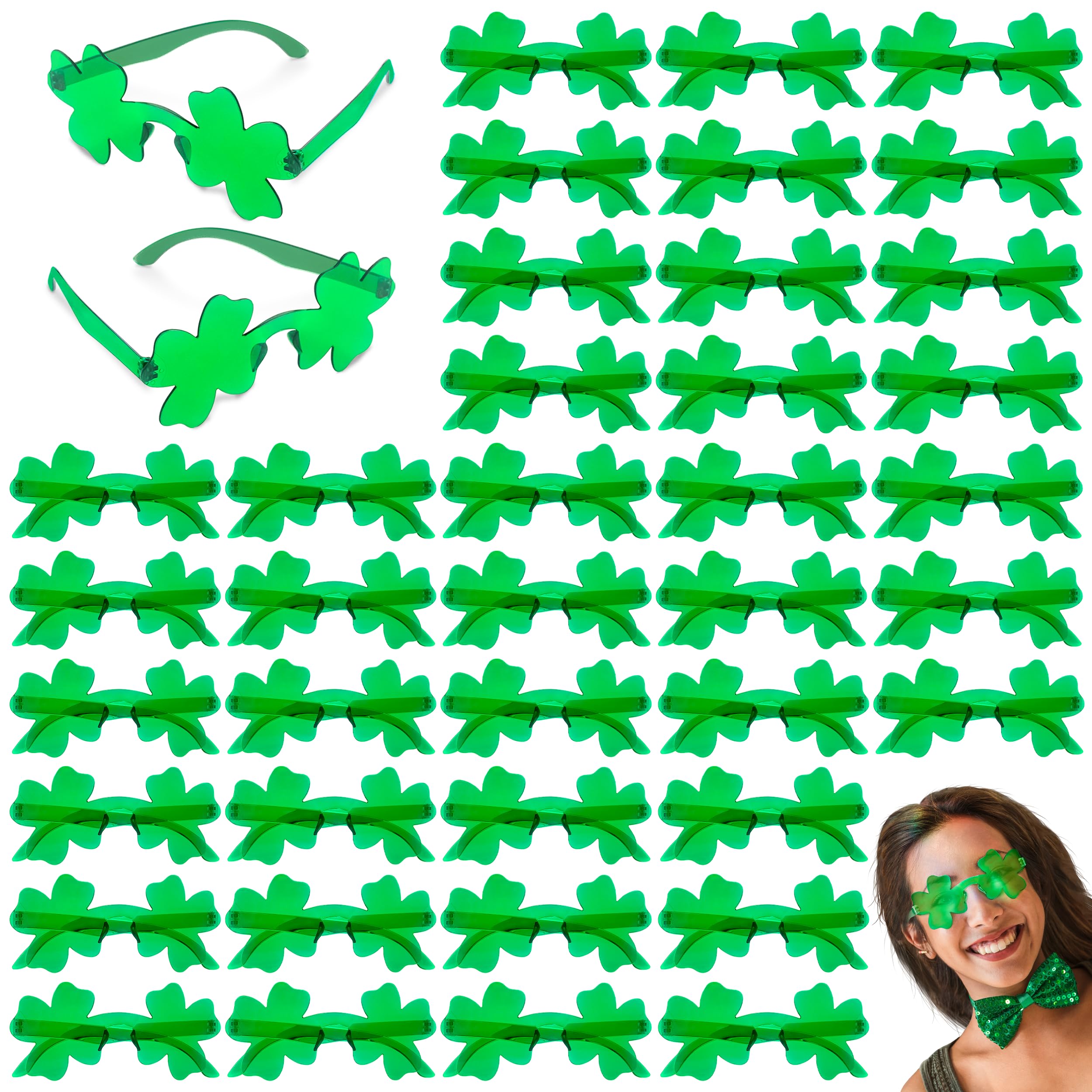 100 PCS St Patricks Day Glasses Bulk, Green Shamrock Glasses Bulk