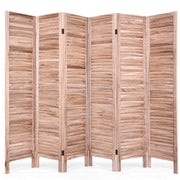 6-Panel Room Divider, 5.5Ft Tall Freestanding Wood Folding Screen