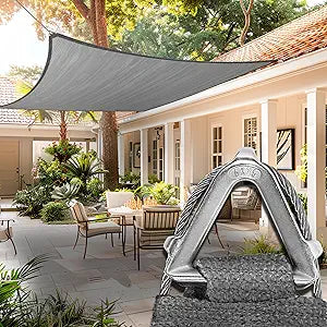 Heavy Duty 16' x 16' Beige Square Sun Shade Sail, Commercial Grade UPF50 Canopy