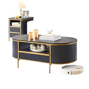 Modern Luxury Fluted Coffee Table, 48" Oval Coffee Table