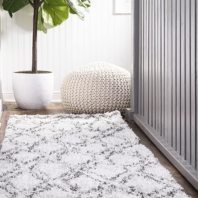 SHG103A-5 Soller Diamond Trellis Shag Indoor Area-Rug, Contemporary