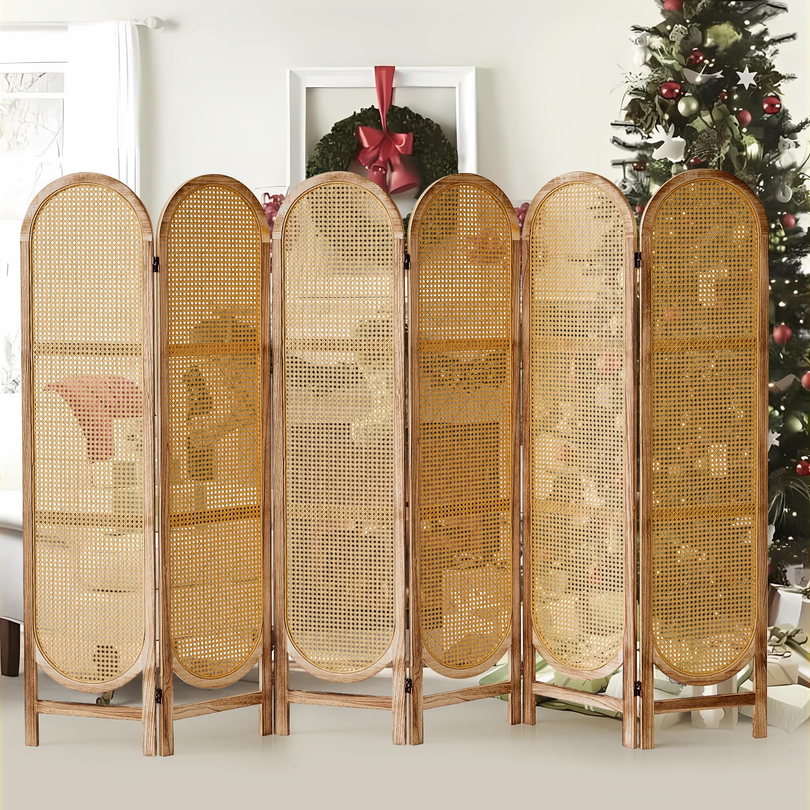 6 Panel Room Divider, 5.6 Ft Foldable Wood Room Divider Screen