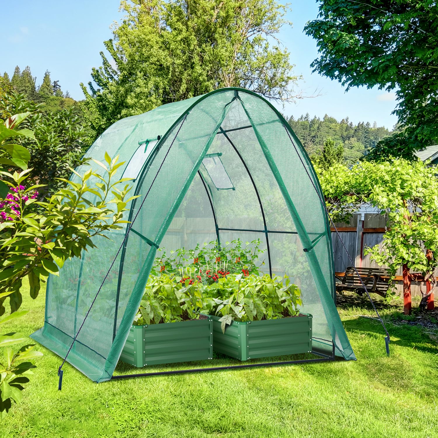 Portable Tunnel Greenhouse Outdoor: Heavy Duty Small Walk in Green House