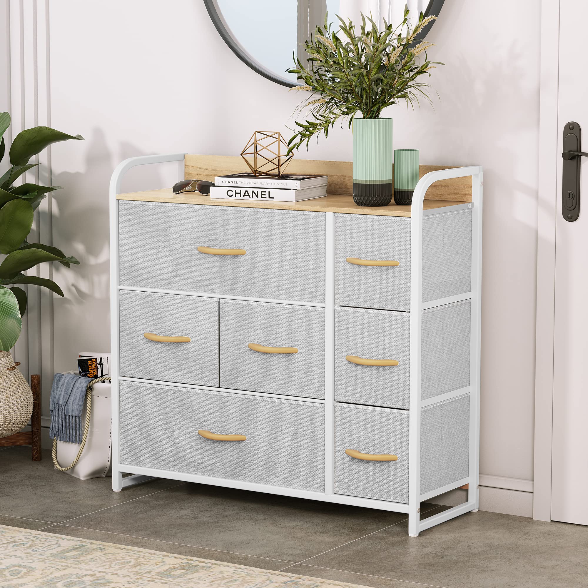 Dresser with 7 Drawers - Fabric Storage Tower, Organizer Unit
