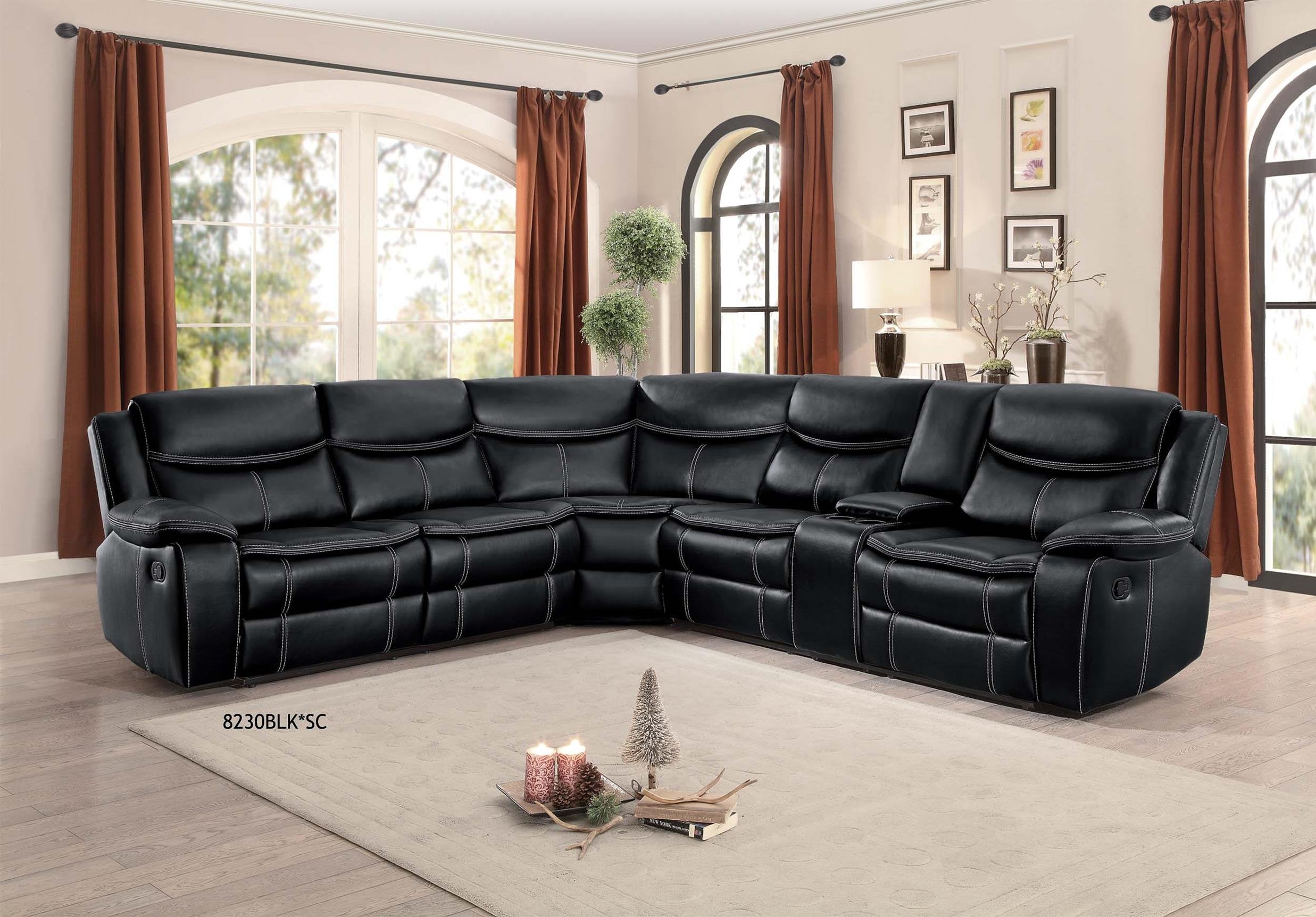 Bastrop Reclining Sectional Sofa (Manual), Black