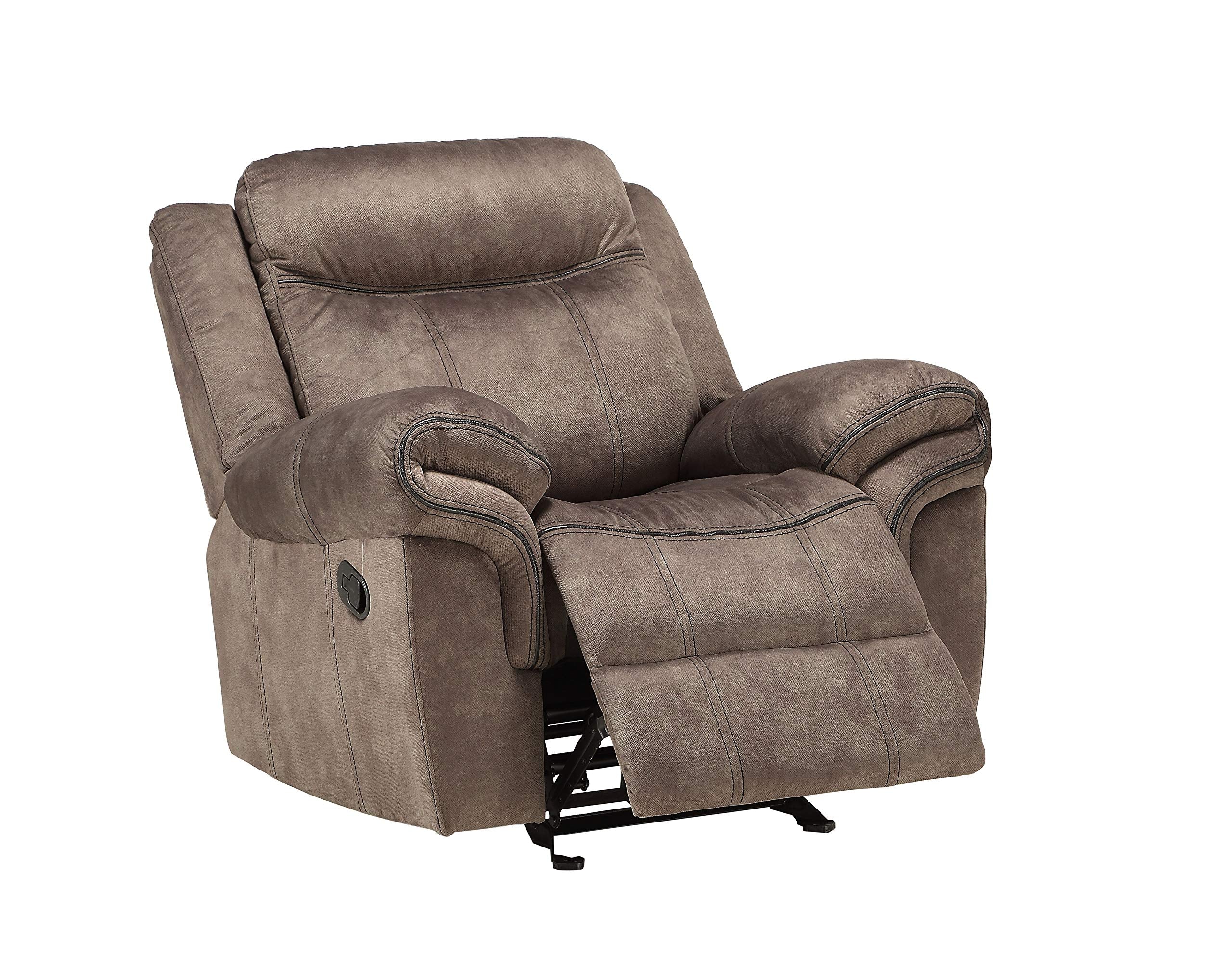 Velvet Horizontal Tufted Glider Recliner in 2-Tone Chocolate,living room