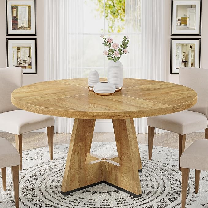 Round Dining Table Wood Kitchen Table for Dining Room