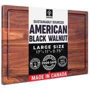 Walnut Wood Cutting Board for Kitchen, Reversible Wooden Chopping Board