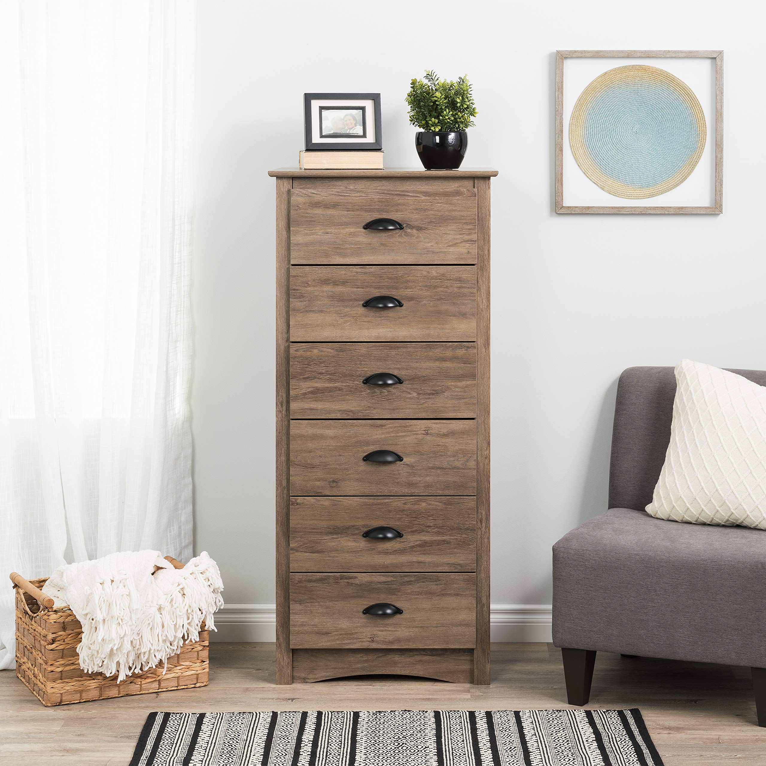 Salt Spring 6-Drawer Tall Chest, Drifted Gray & Salt Spring 3-Drawer Tall Nightstand