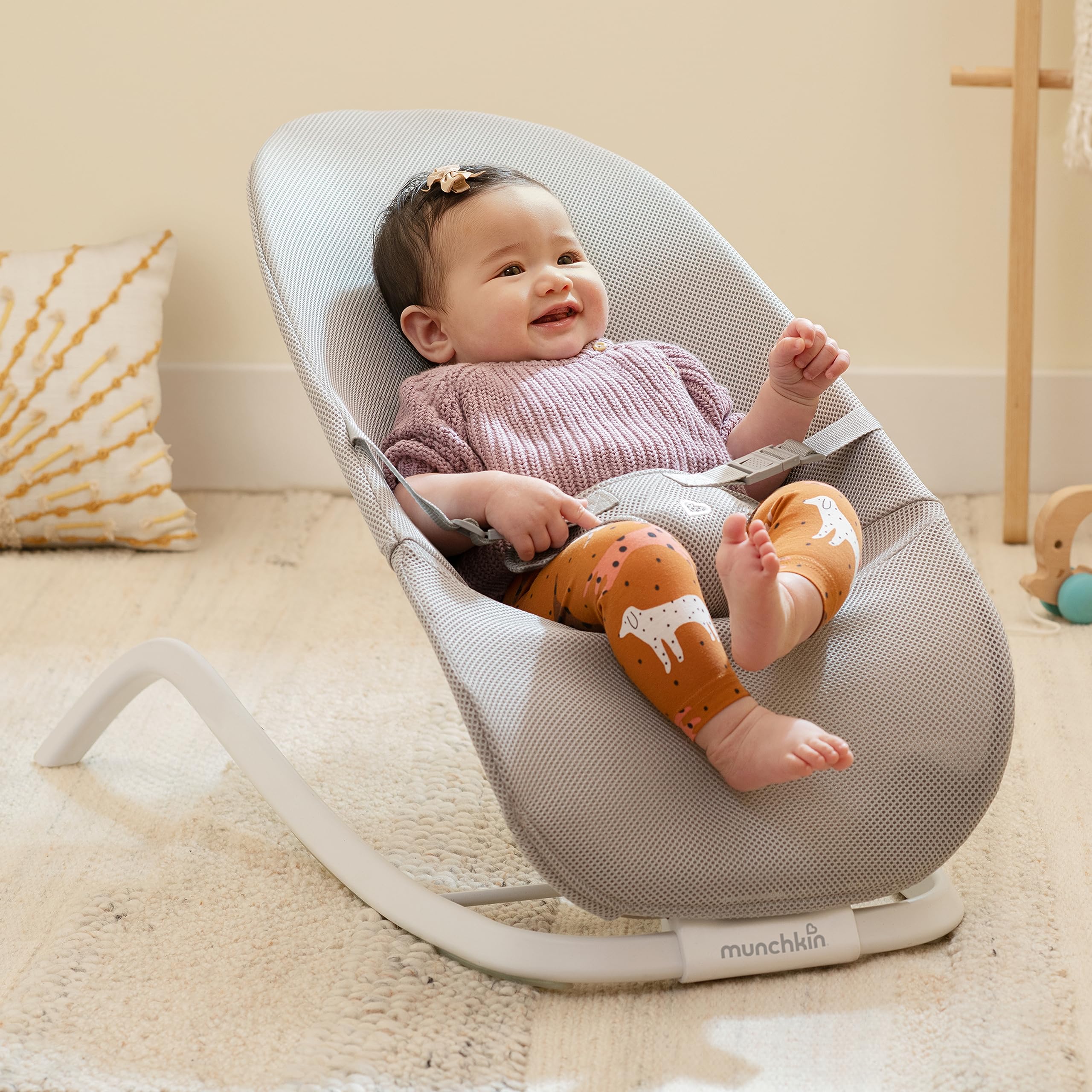 Spring Baby Bouncer and Rocker Seat, 2-in-1 Design, Portable and Lightweight