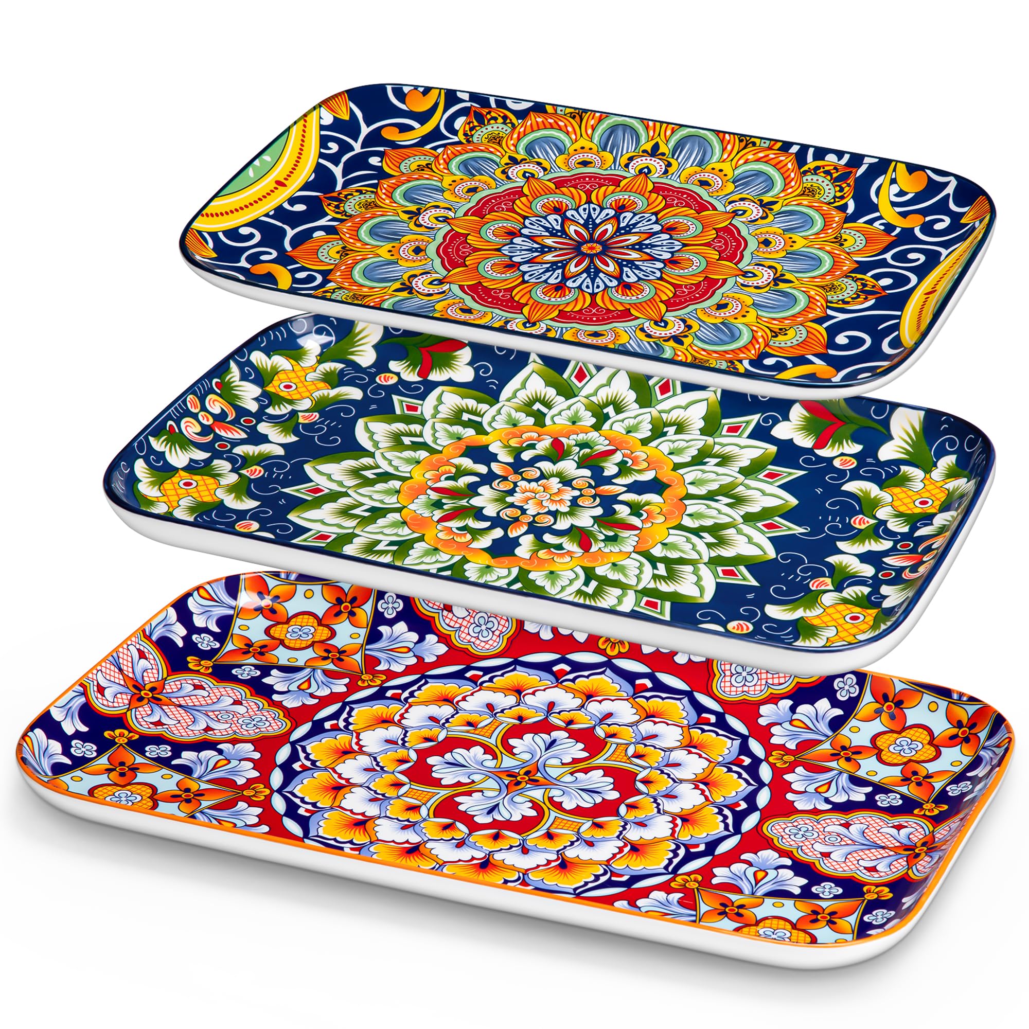 Serving Platters Set of 3, 16"/14"/12" Inch Rectangular Trays