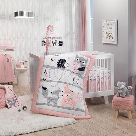 Forest 4-Piece Crib Bedding Set - Gray, Beige, White